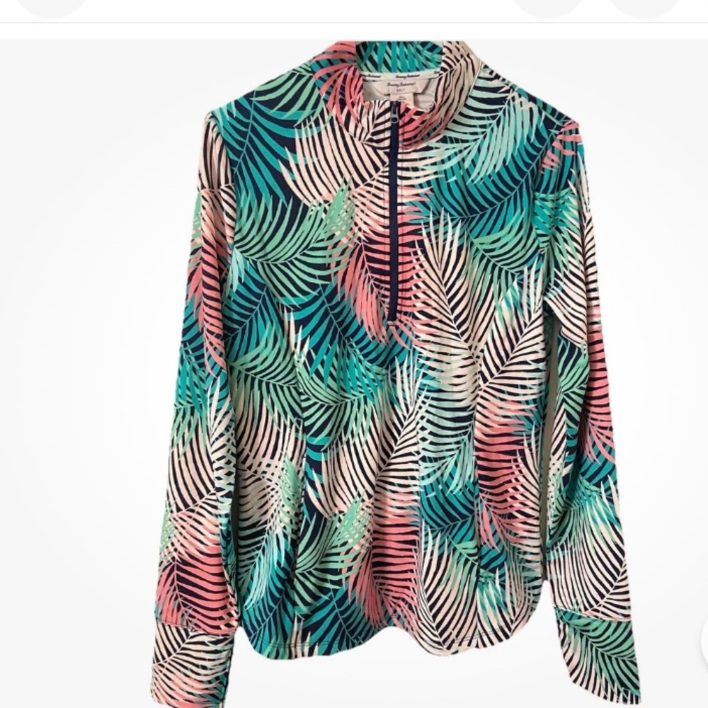 Tommy Bahama Women’s Pullover 1/4 Zip Palms Multi Golf Tennis Pickleball Top - Picture 2 of 7